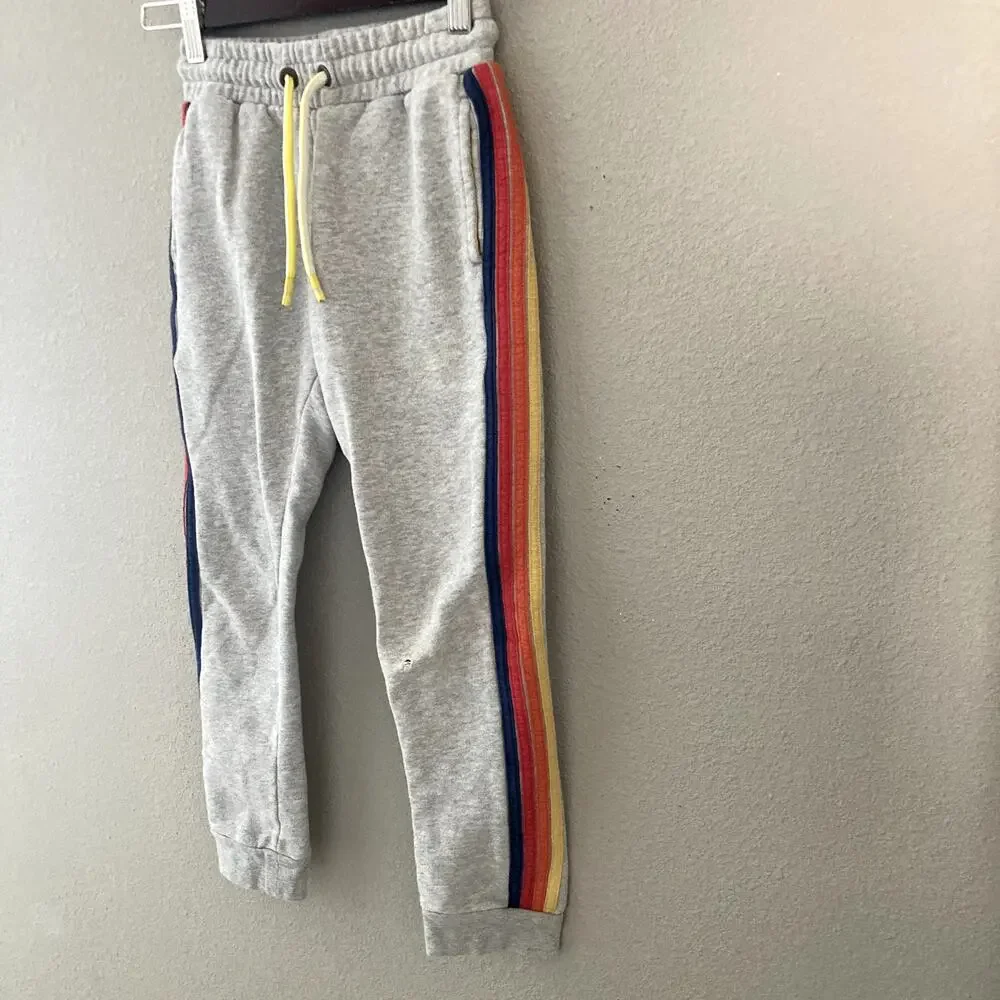 Mini Boden Rainbow Side Stripe Jogger Sweatpants Gray 8